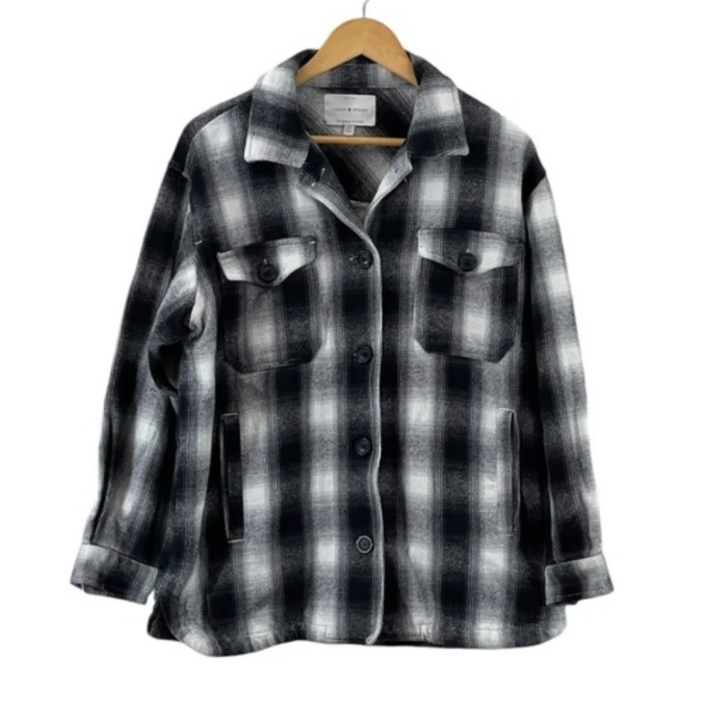 Lucky Brand Buffalo Plaid Black and White Women's Shirt/Jacket Shacket Size S - Picture 1 of 8